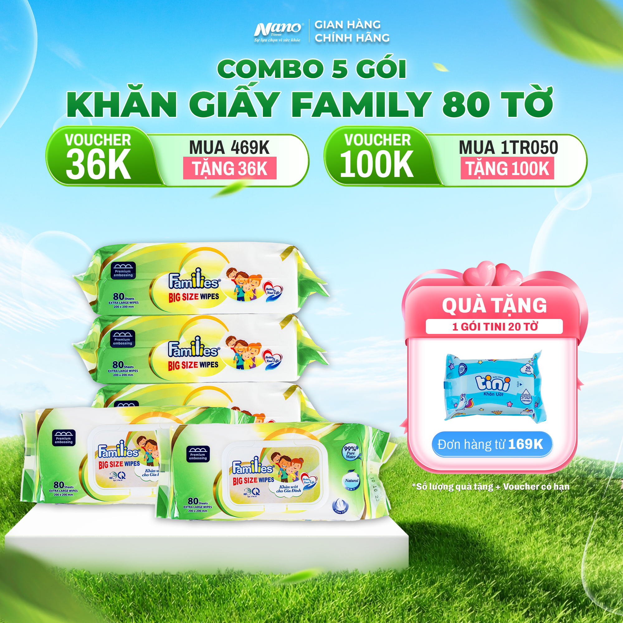 Khăn ướt gia đình big size 80 tờ